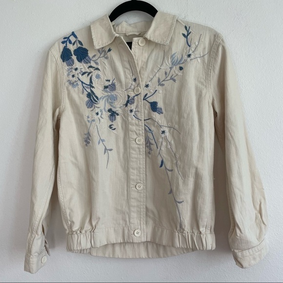 TOPSHOP 100% COTTON FLORAL EMBROIDERED SHIRT JACKET - Picture 6 of 12